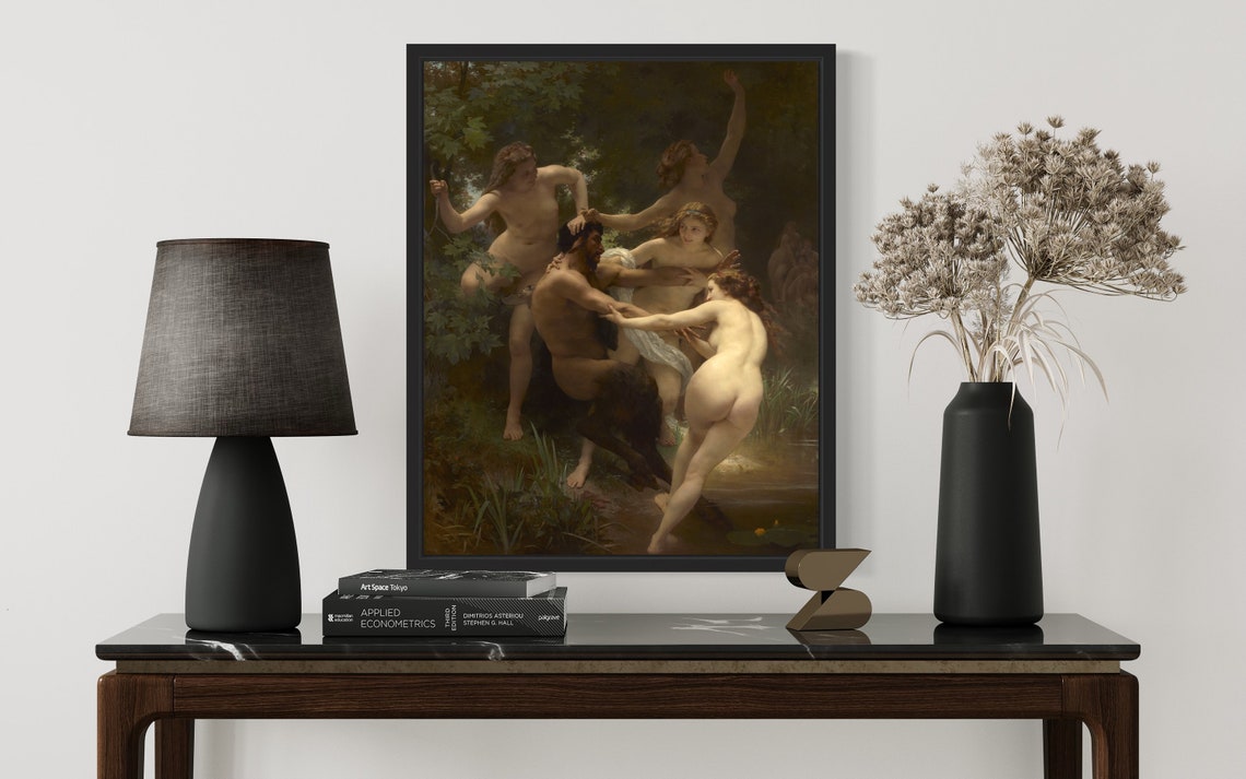 Nymphs and Satyr Bouguereau Mythological Scene Classic Art Poster - Image 3