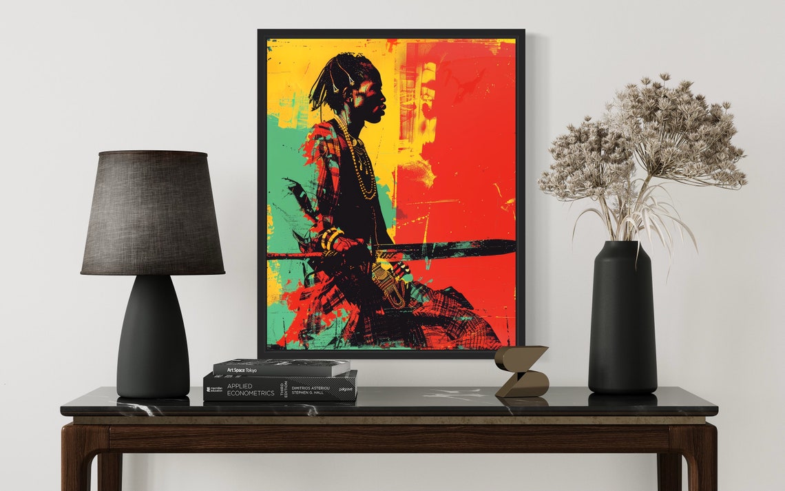 Maasai Warrior In Colorful Pop Art Profile Portrait Wall Art - Image 2