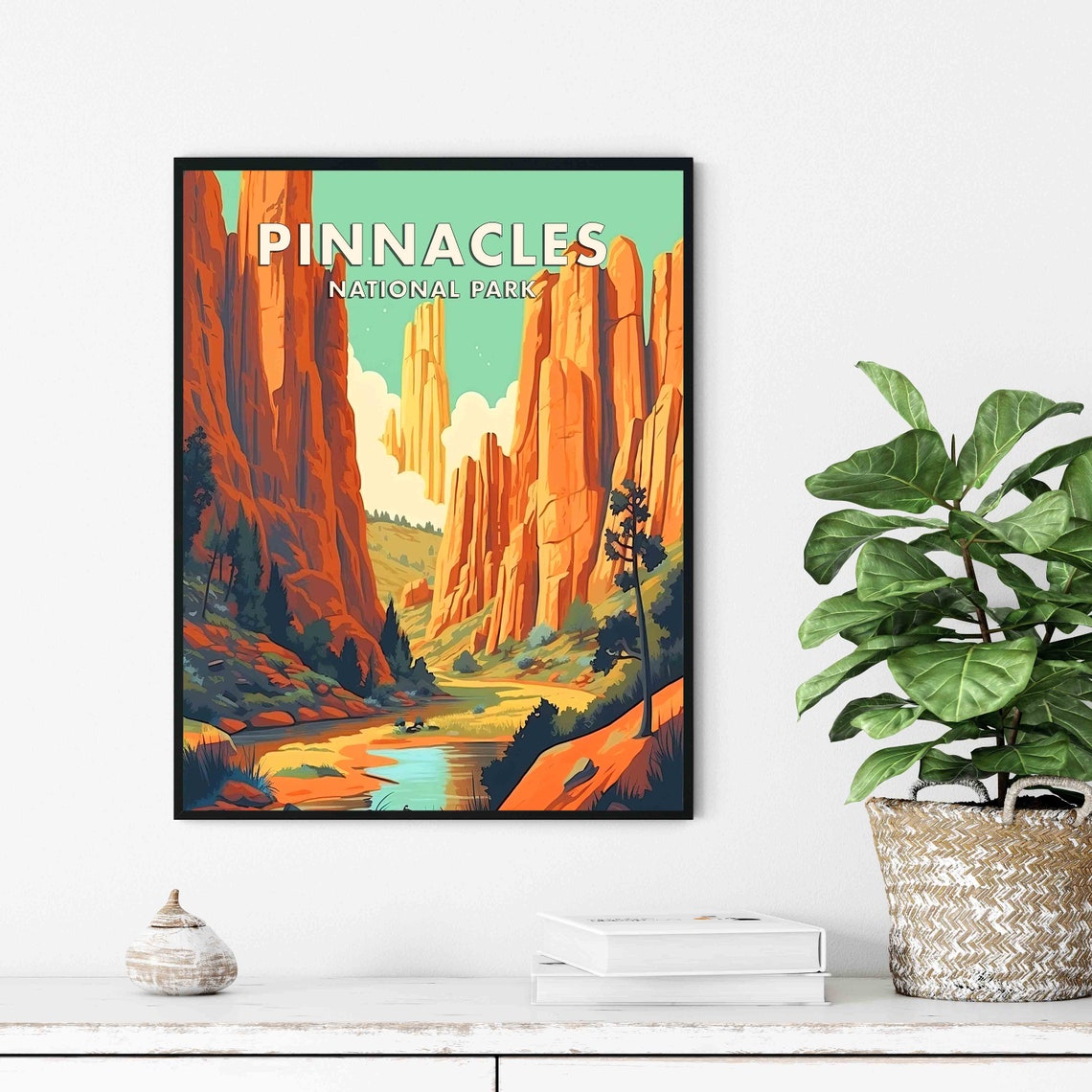 Pinnacles National Park Towering Red Rock Canyon Retro Travel Poster - Image 2