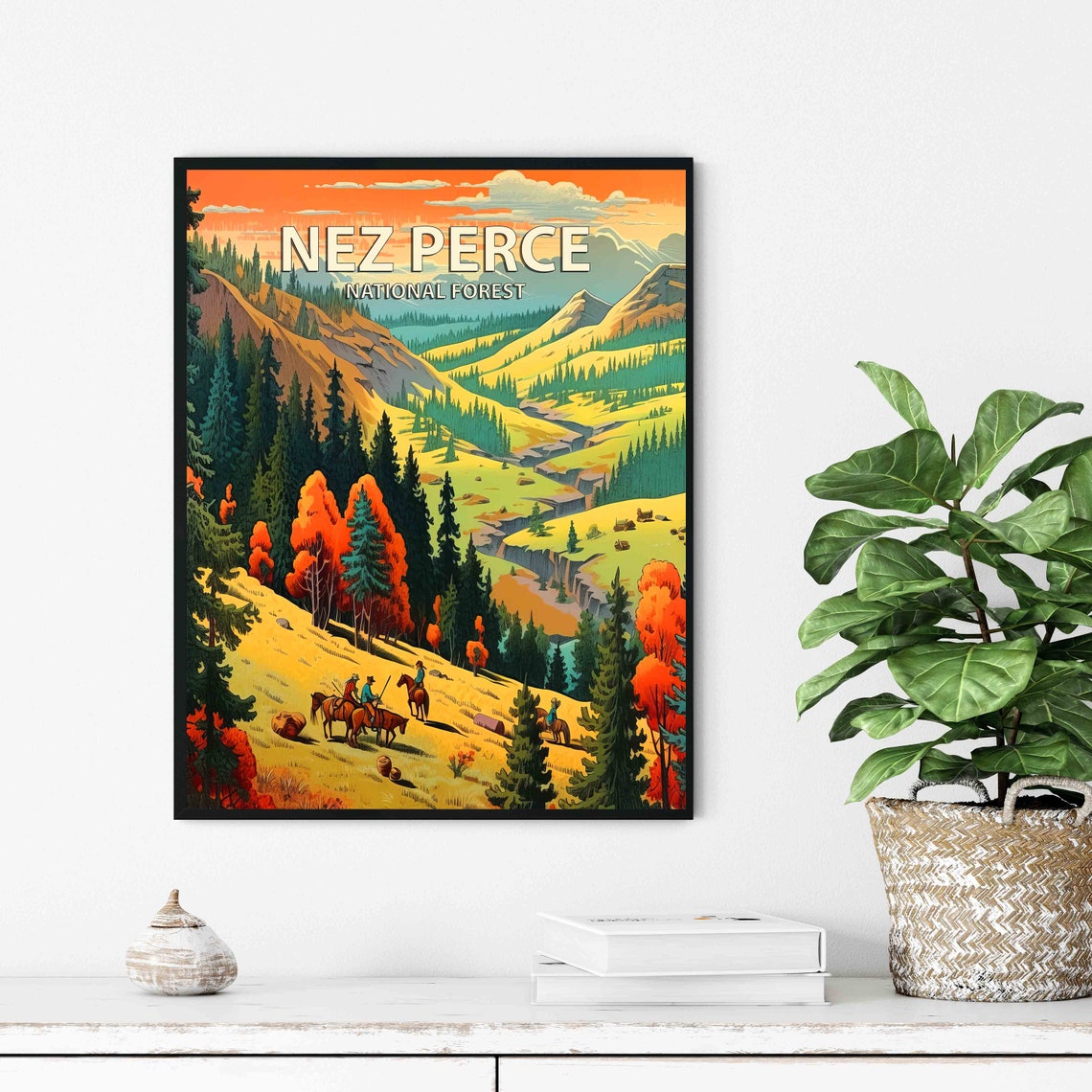 Nez Perce National Forest Horseback Riders Golden Valley Poster - Image 2