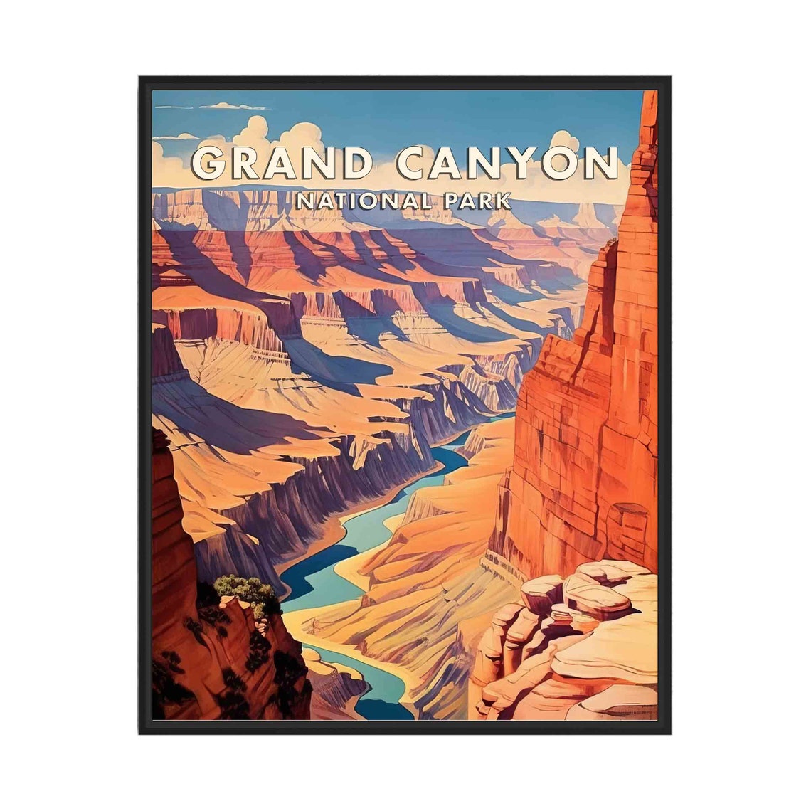 Grand Canyon National Park Layered Red Cliffs River View Poster