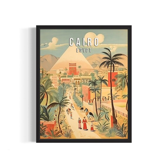 Cairo Egypt Poster Art Print Famous City Retro Vintage Painting Wall Art Decor