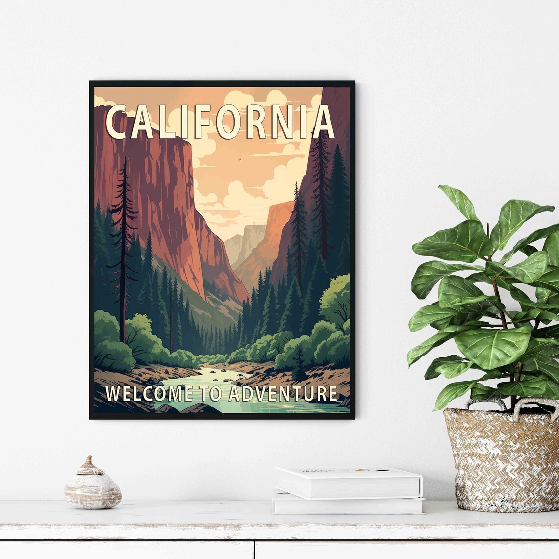 California Welcome to Adventure Red Rock Canyon River Travel Poster - Image 2