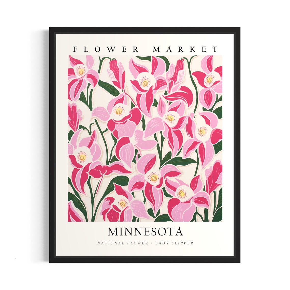 Minnesota Flower Market Lady Slipper Orchid Botanical Art Poster