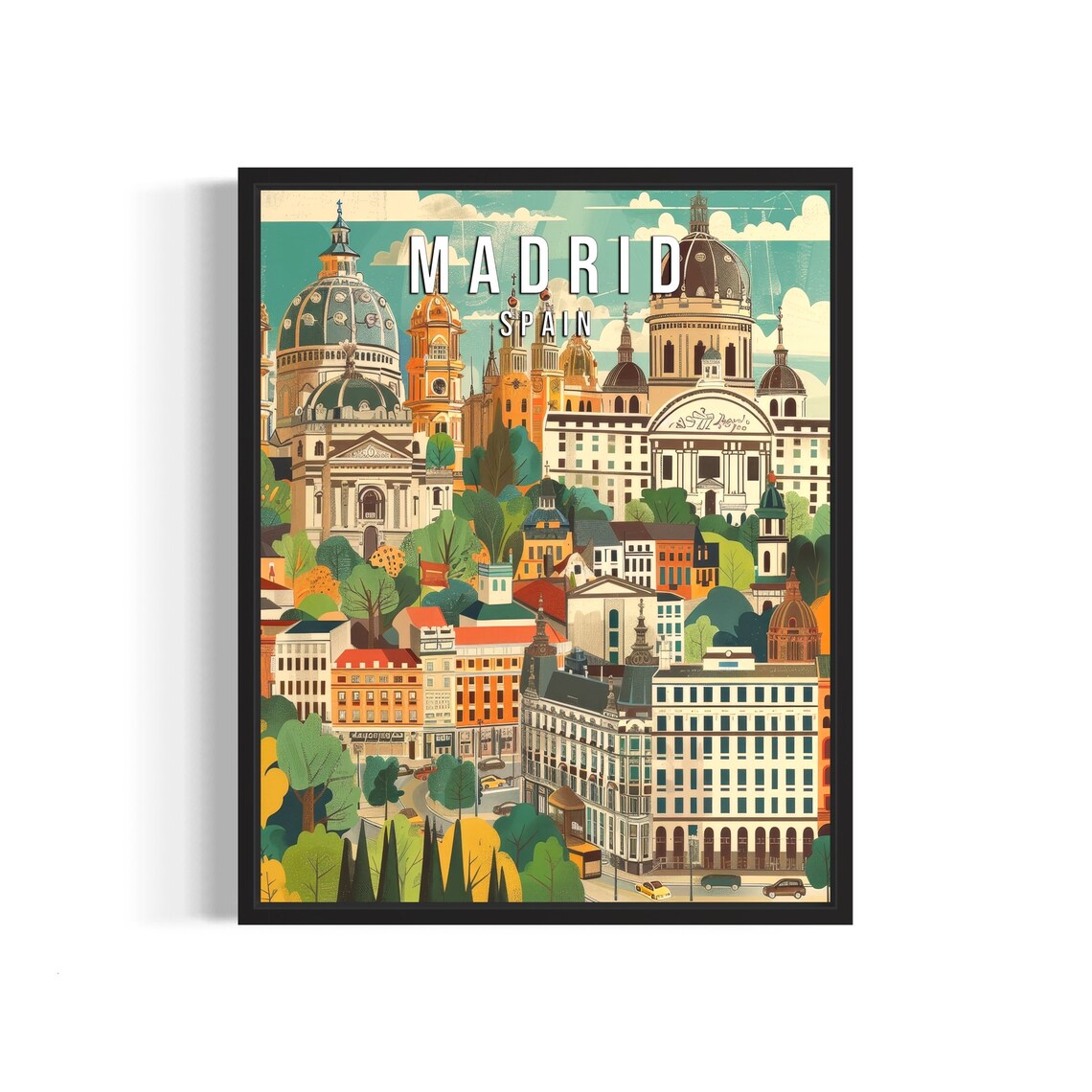 Madrid Spain Historic City Skyline With Domes and Towers Poster