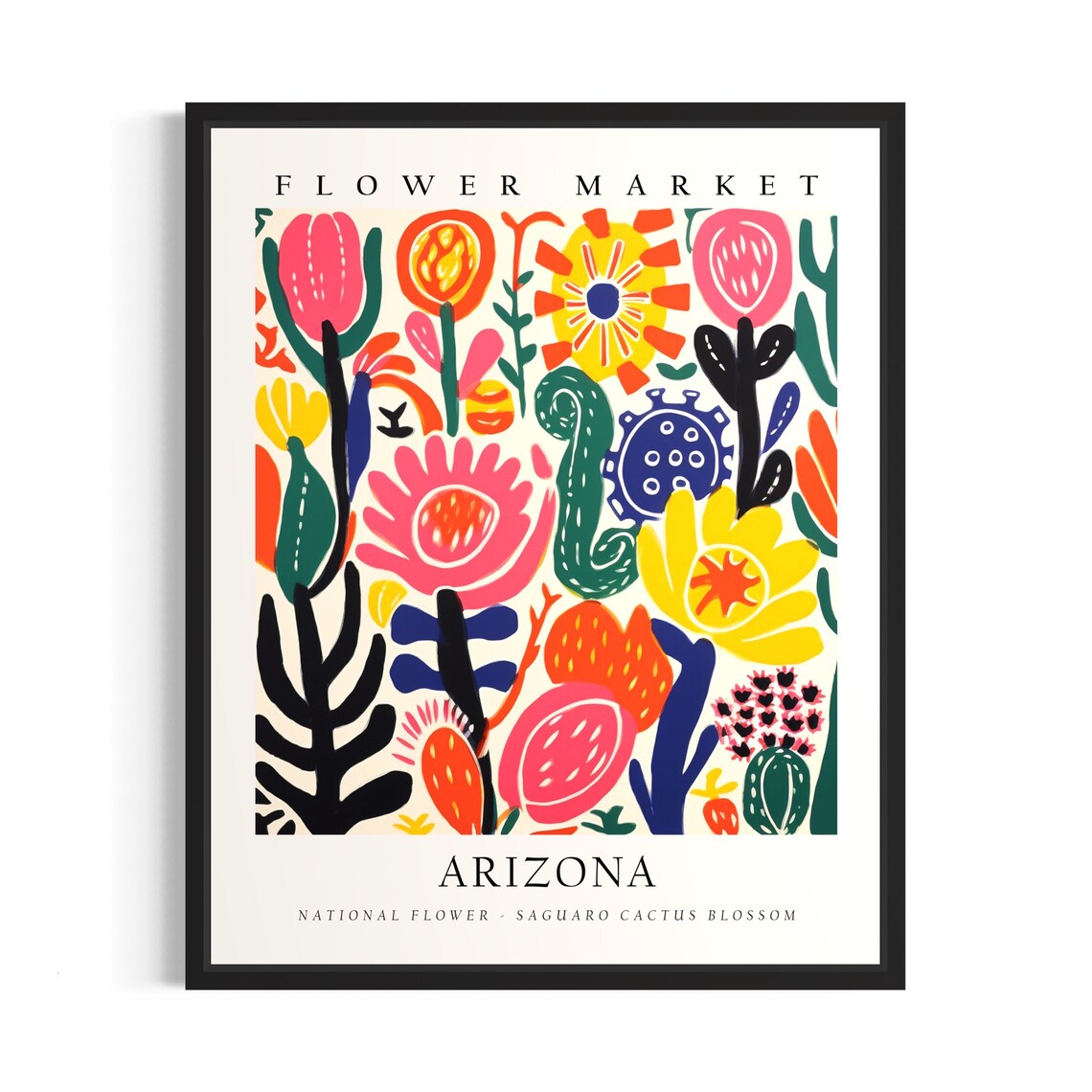 Arizona Flower Market Saguaro Cactus Blossom Botanical Poster