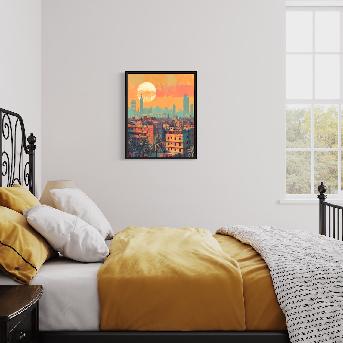 Cairo Egypt Golden Sunset Skyline Vintage City Travel Poster - Image 3