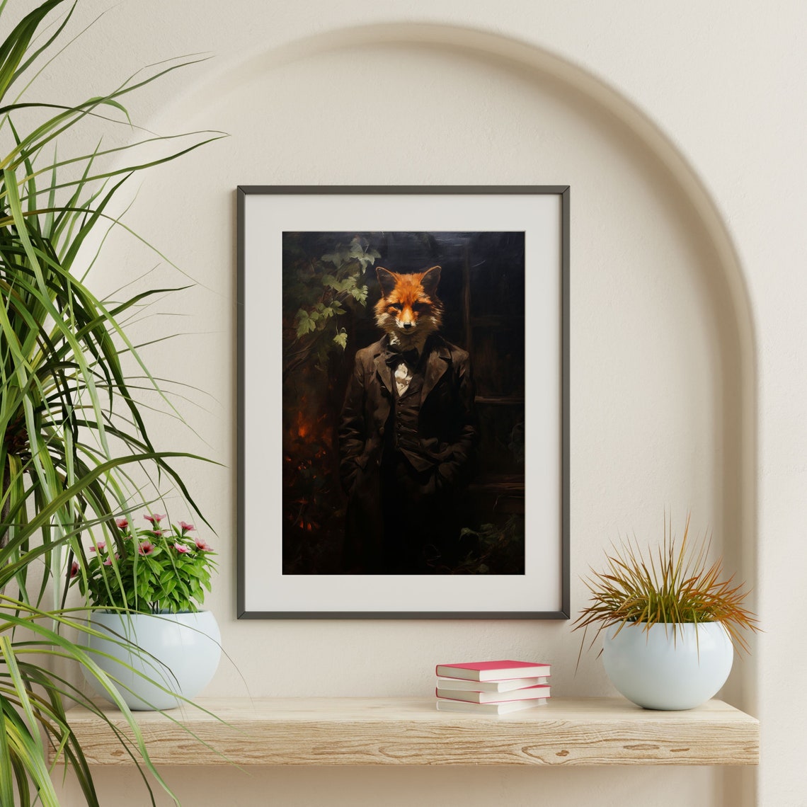 Gentleman Fox in Victorian Suit Moody Dark Academia Animal Poster - Image 2