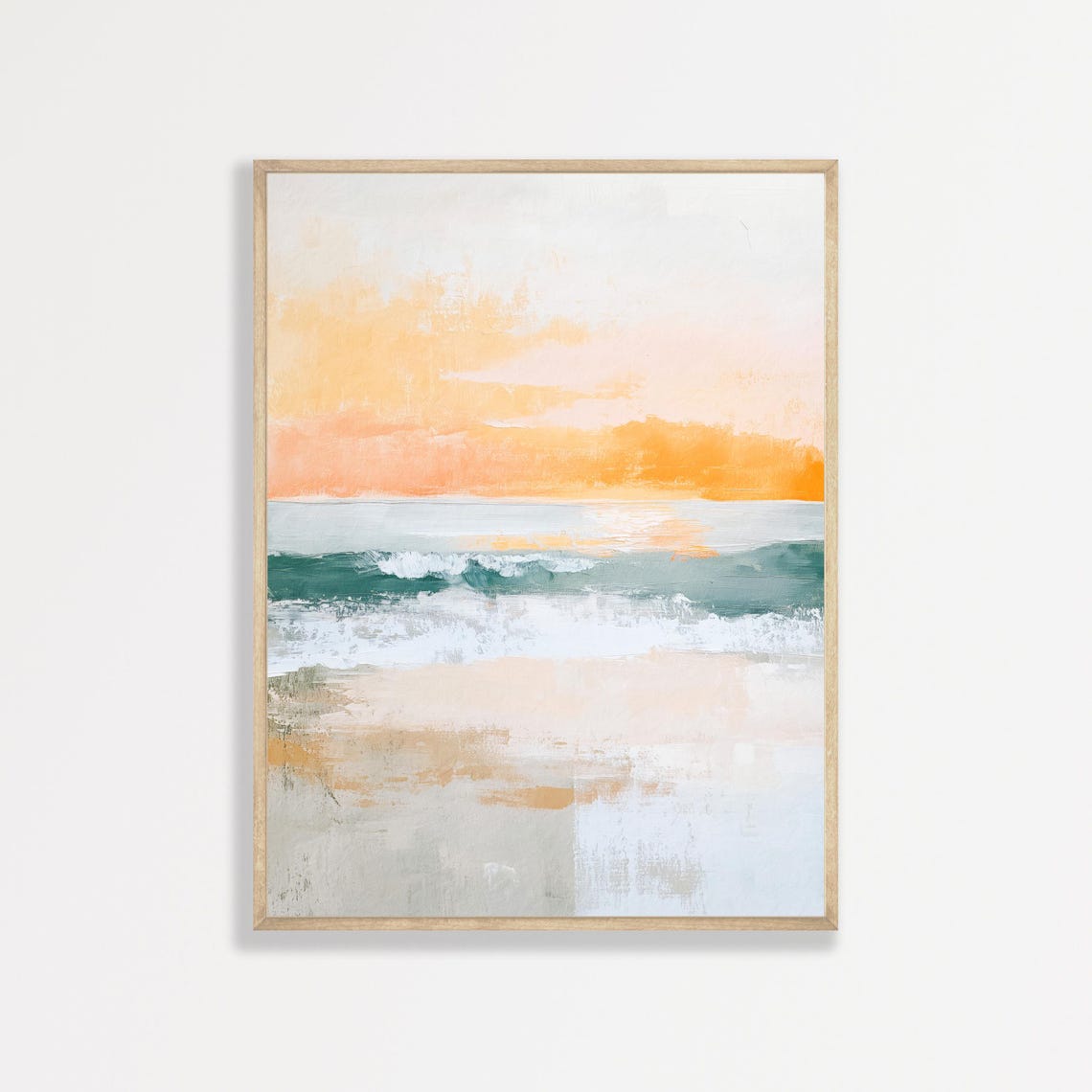 Abstract Orange Sunset Over Ocean Soft Minimal Seascape Poster