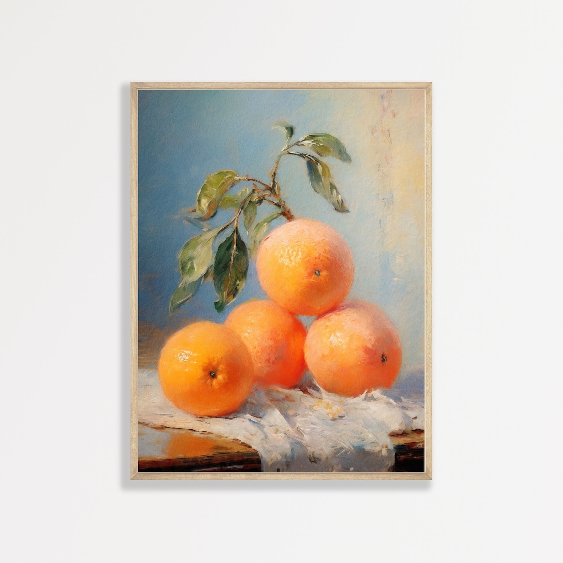 Retro Oranges Still Life Oil Painting, Kitchen Art Print