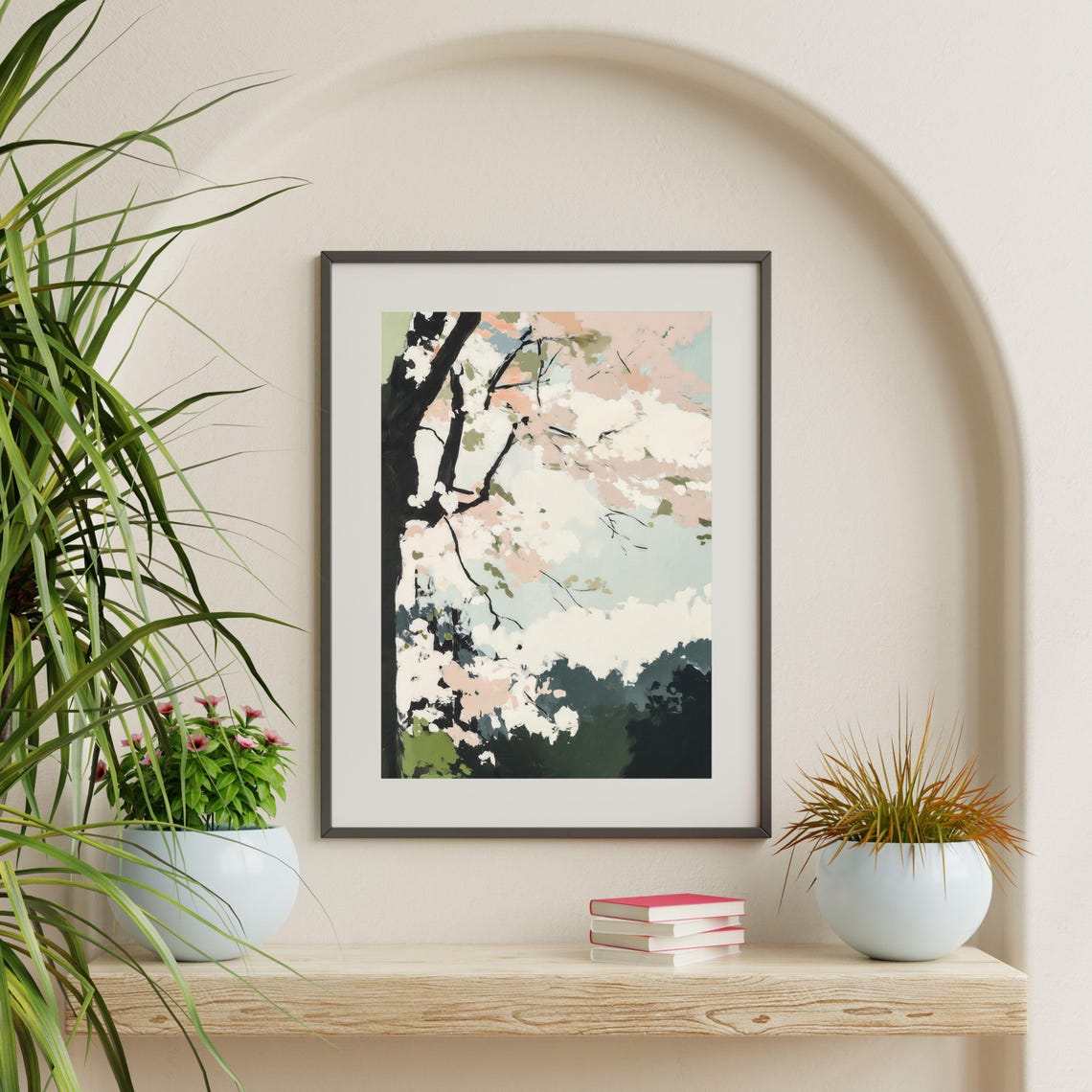 Cherry Blossom Branches Soft Pink Sky Spring Tree Floral Art Poster - Image 2