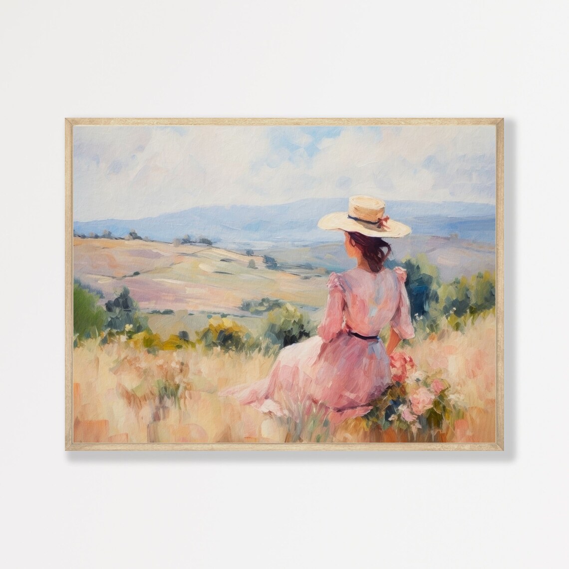 Retro Woman Portrait, Vintage Oil Painting Art Print