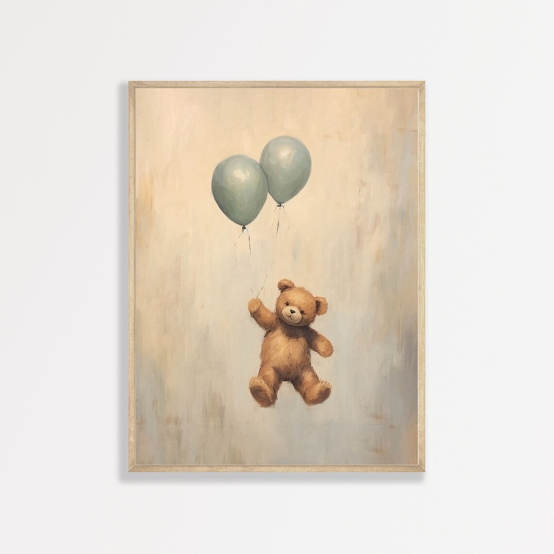 Teddy Bear Retro Kids Room Art Print, Nursery Decor