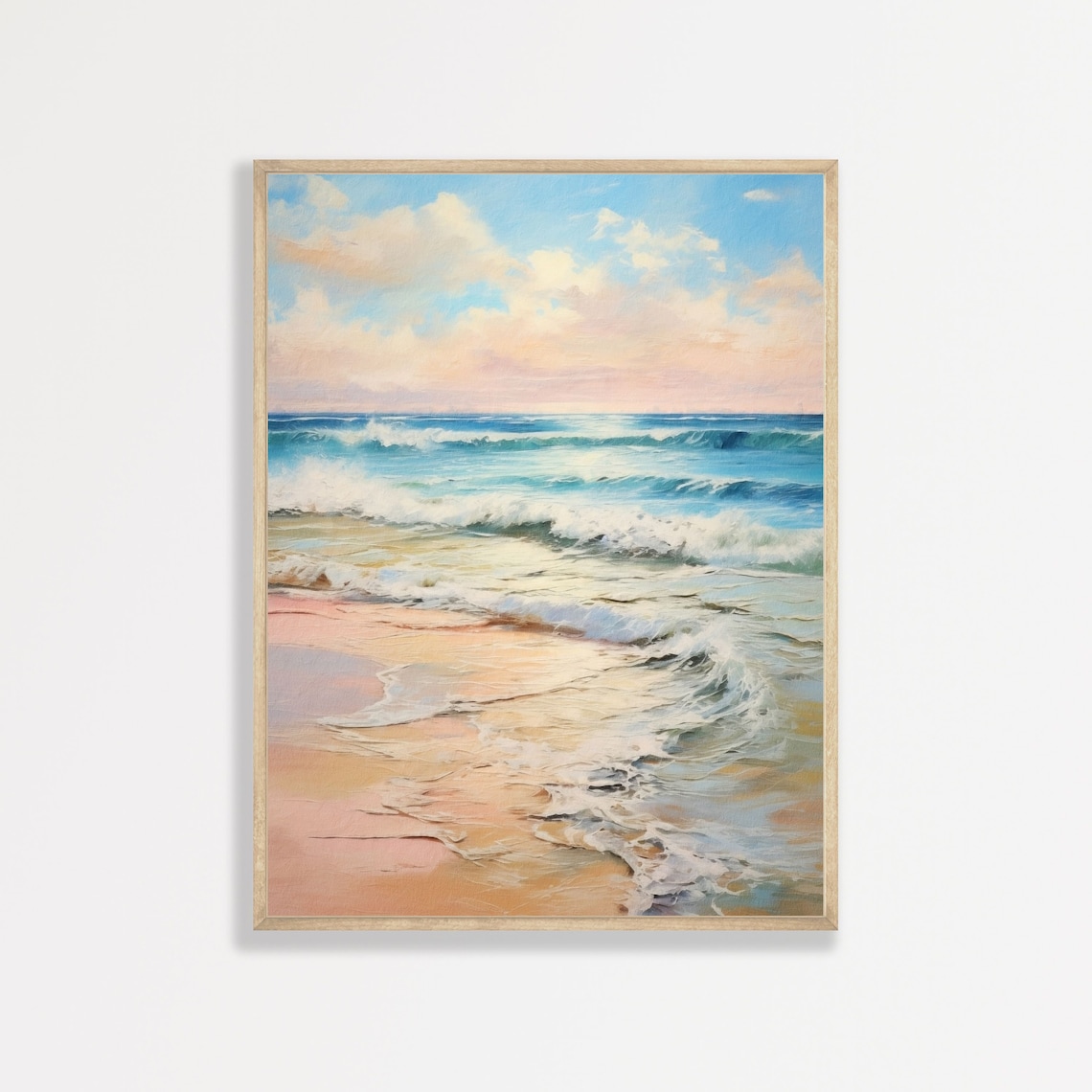 Coastal Waves Retro Seascape Art Print, Vintage Beach