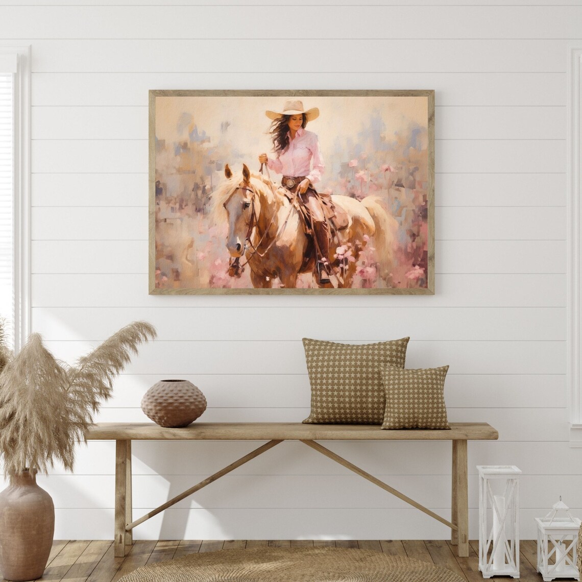 Cowgirl Retro Horse Painting, Western Farmhouse Art Print - Image 3