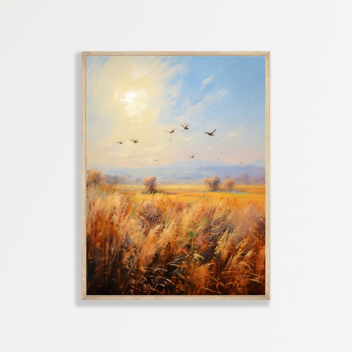 Retro Wheat Field Country Landscape Art Print