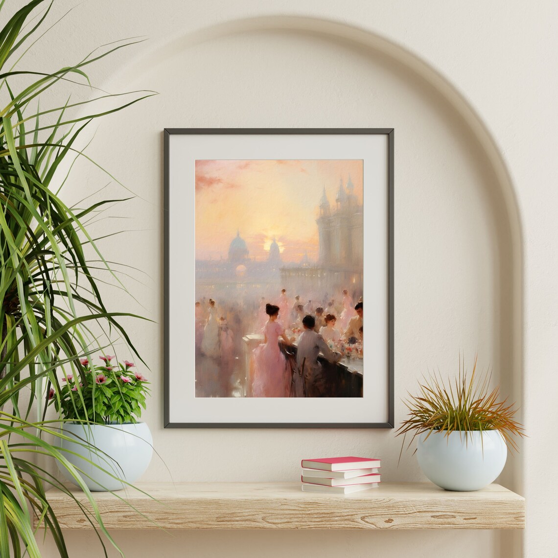 Rooftop Party Retro Vintage Pastel Art Print - Image 2
