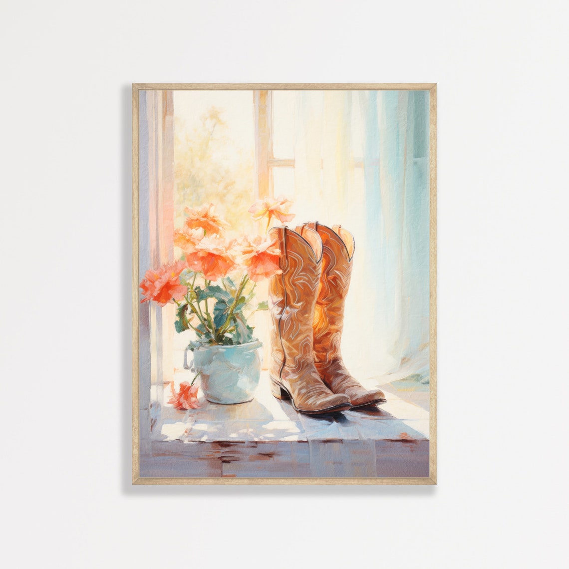 Country Boots Painting Western Cowgirl Wall Art Country Farmhouse Decor Trendy Retro Pastel Wall Decor P 622