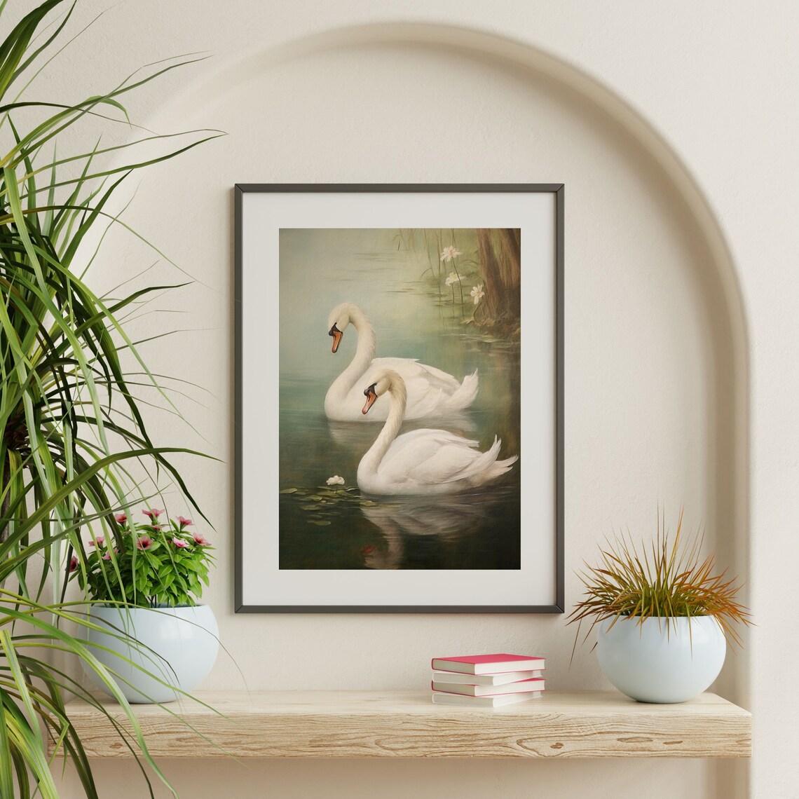 Vintage Swan Art Print, Rustic Nursery Wall Decor - Image 2