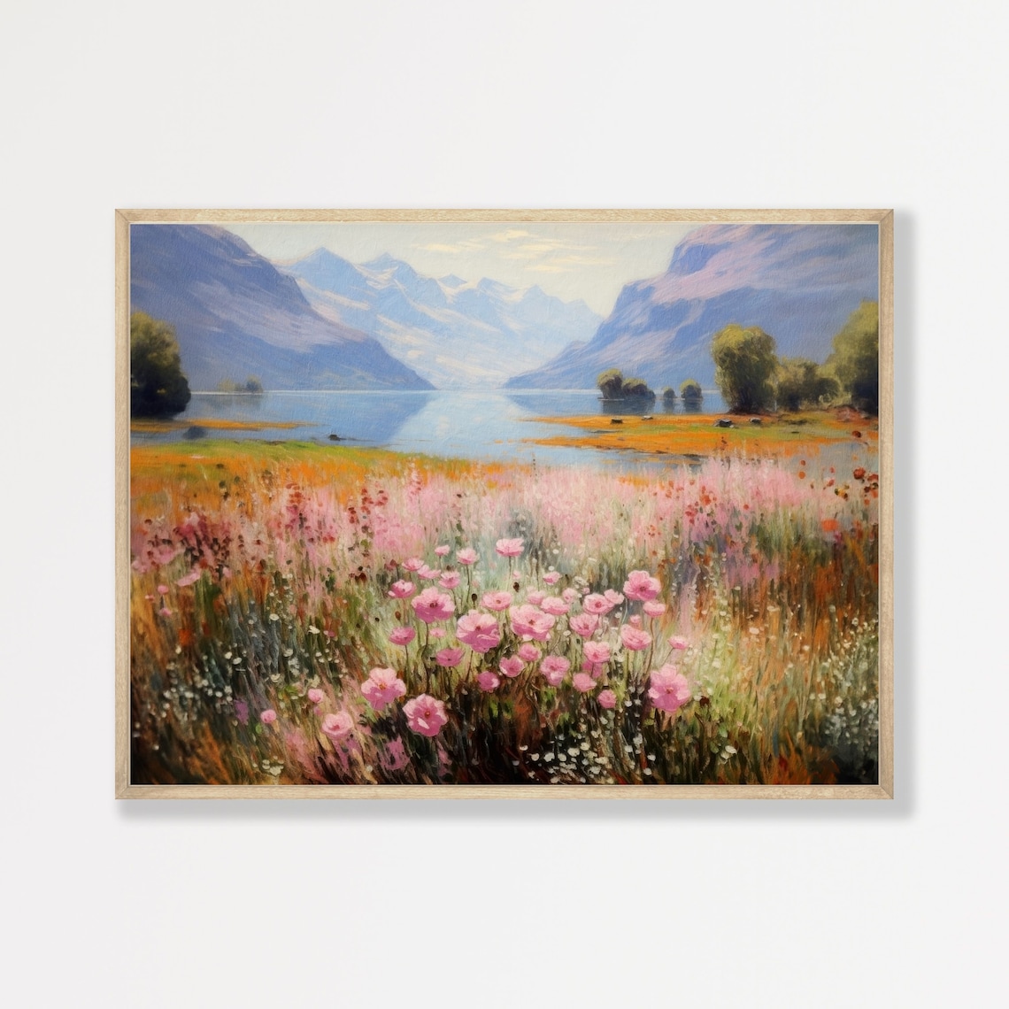 Spring Mountains Landscape Art Print, Lake House Decor