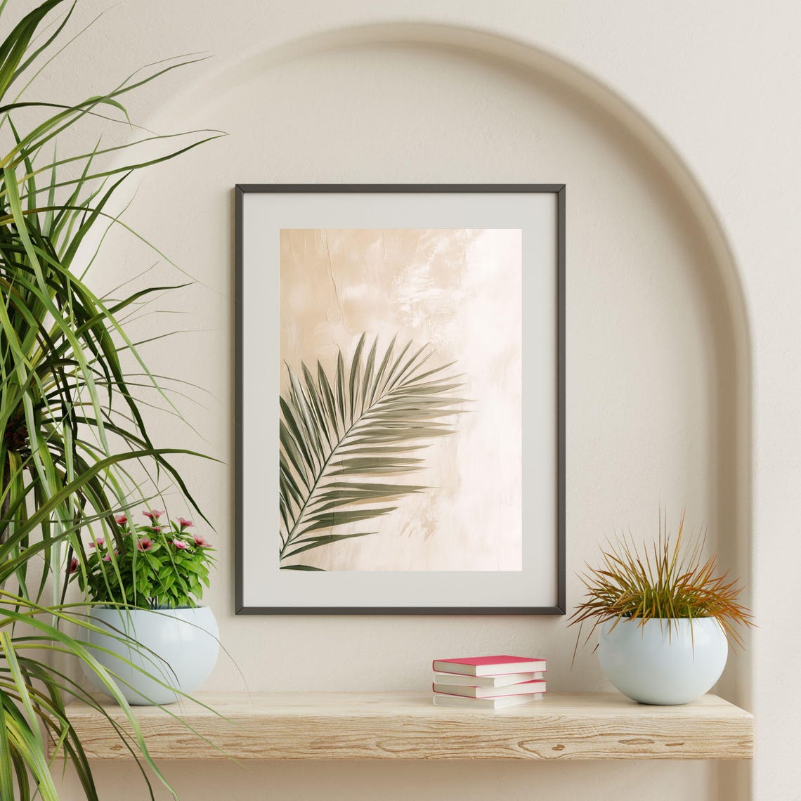 Palm Frond Neutral Minimalist Botanical Tropical Coastal Art Print - Image 2