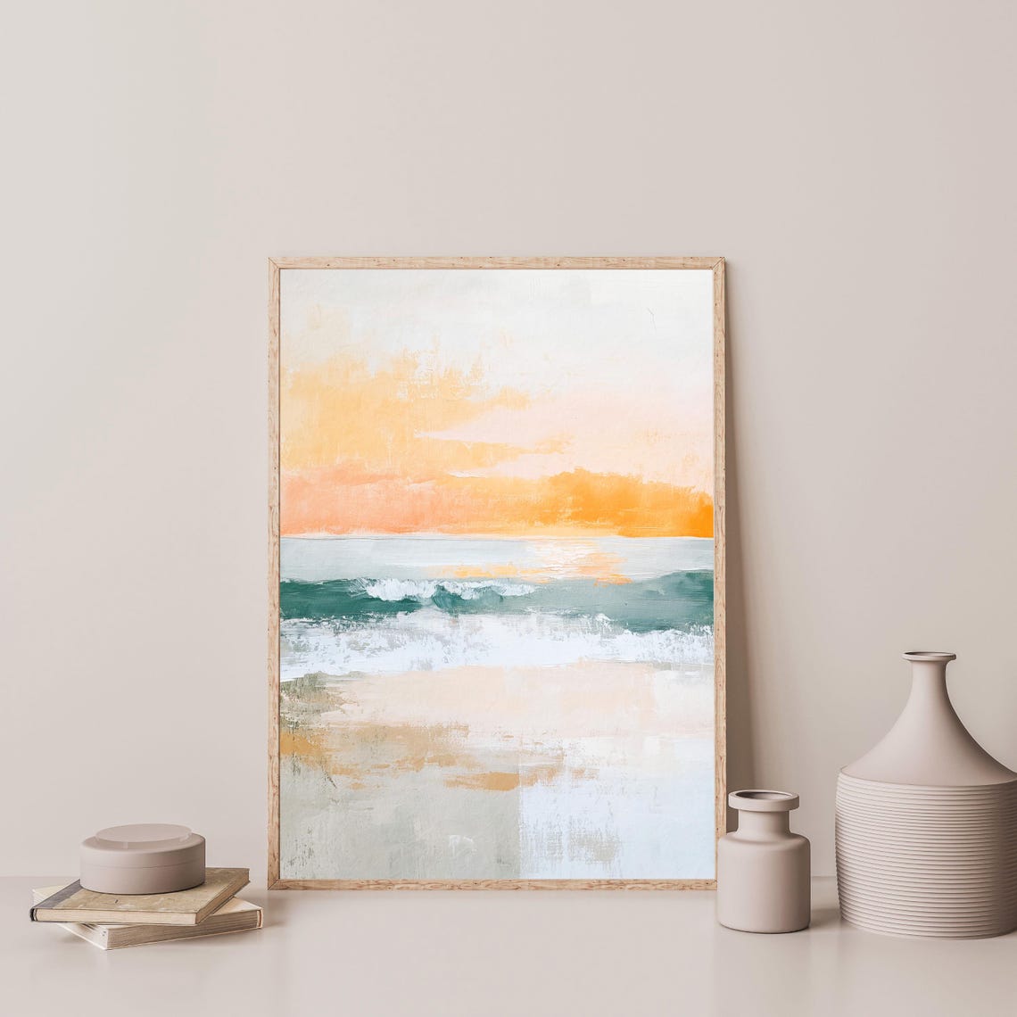 Abstract Orange Sunset Over Ocean Soft Minimal Seascape Poster - Image 3