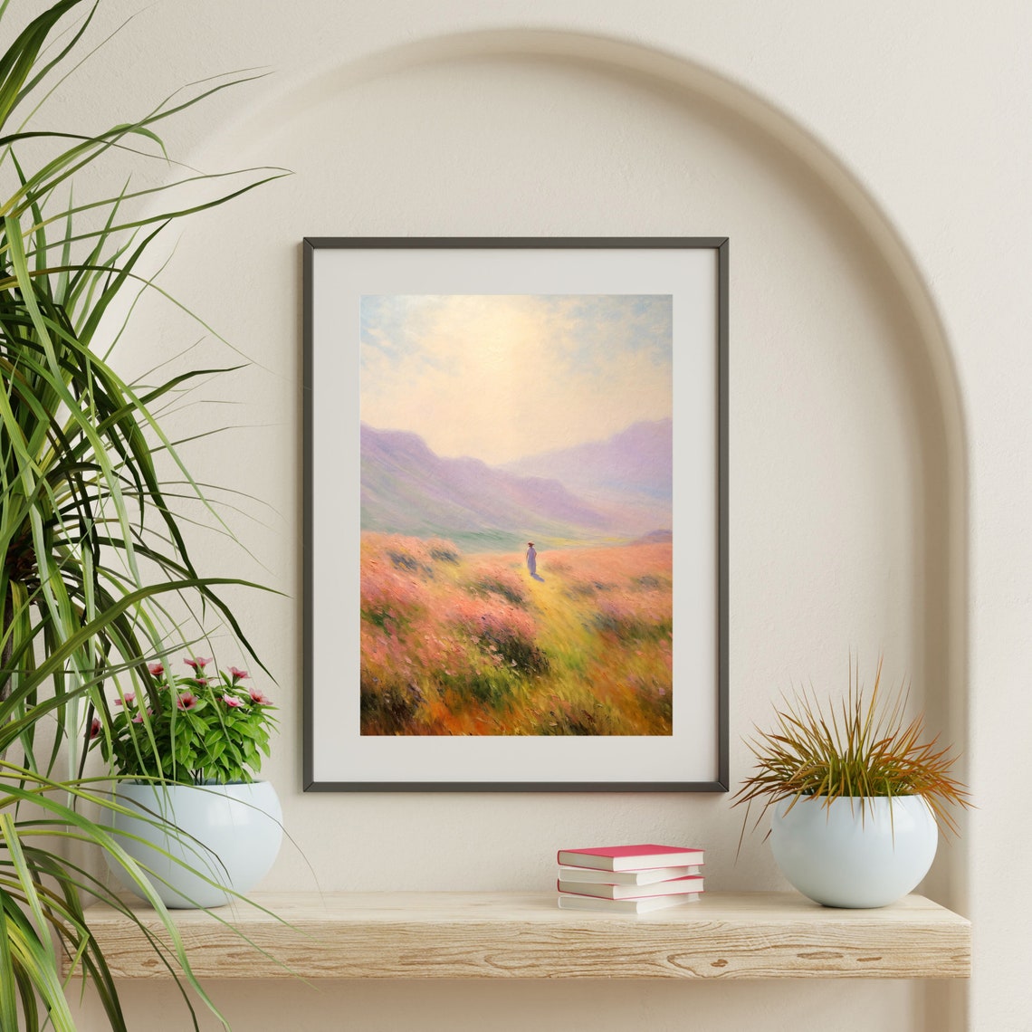 Abstract Landscape Painting Retro Countryside Nature Art Print Minimal Aesthetic Farmhouse Cottage Decor P 883 - Image 2