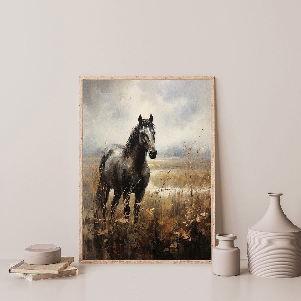 Vintage Horse Print, Rustic Neutral Farmhouse Art - Image 3