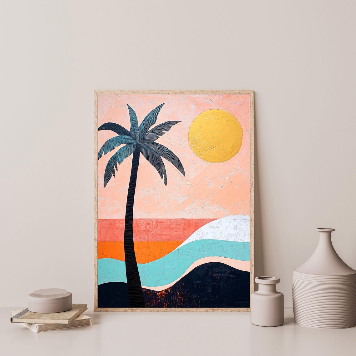 Boho Palm Tree Print, Eclectic Retro Coastal Art Print - Image 3