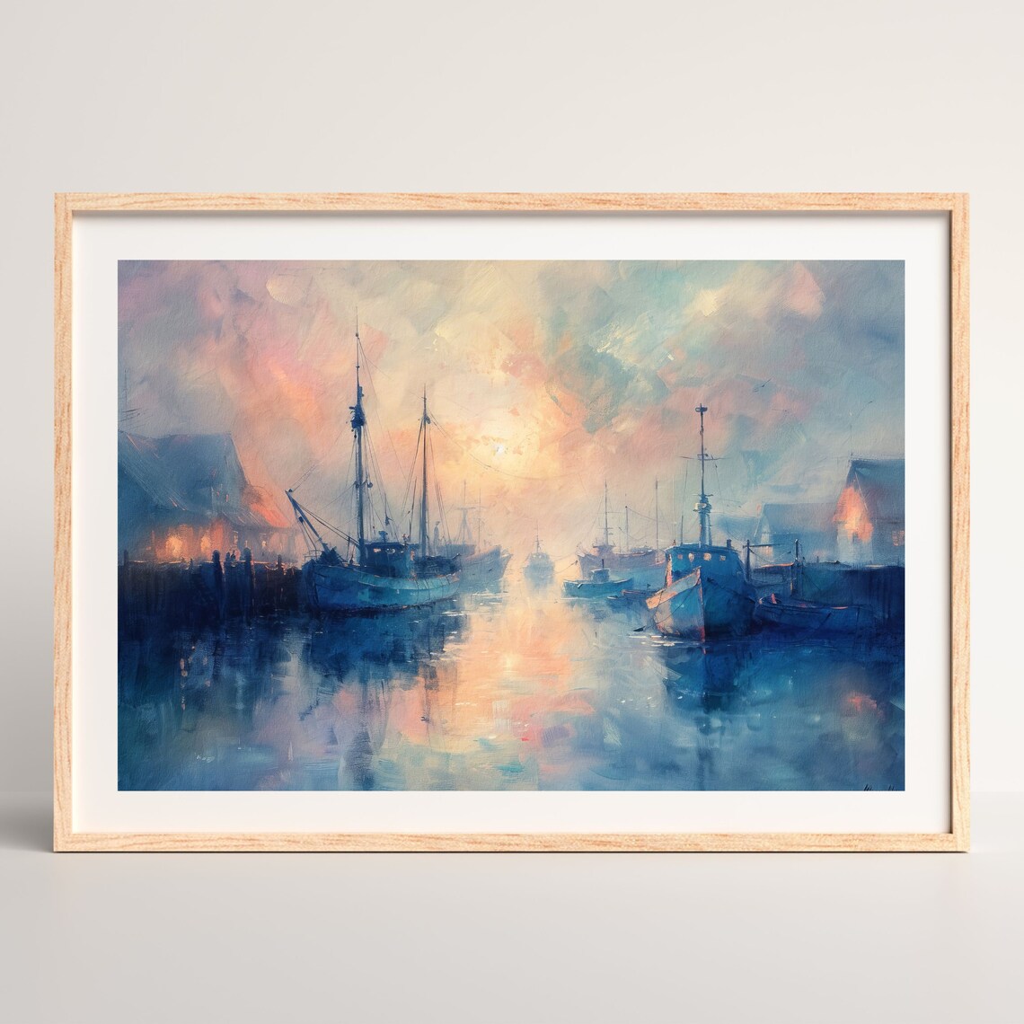Retro Sailboats Painting Minimal Moody Vintage Wall Art Rustic Coastal Nautical Artwork Print Antique Landscape P 496 - Image 2