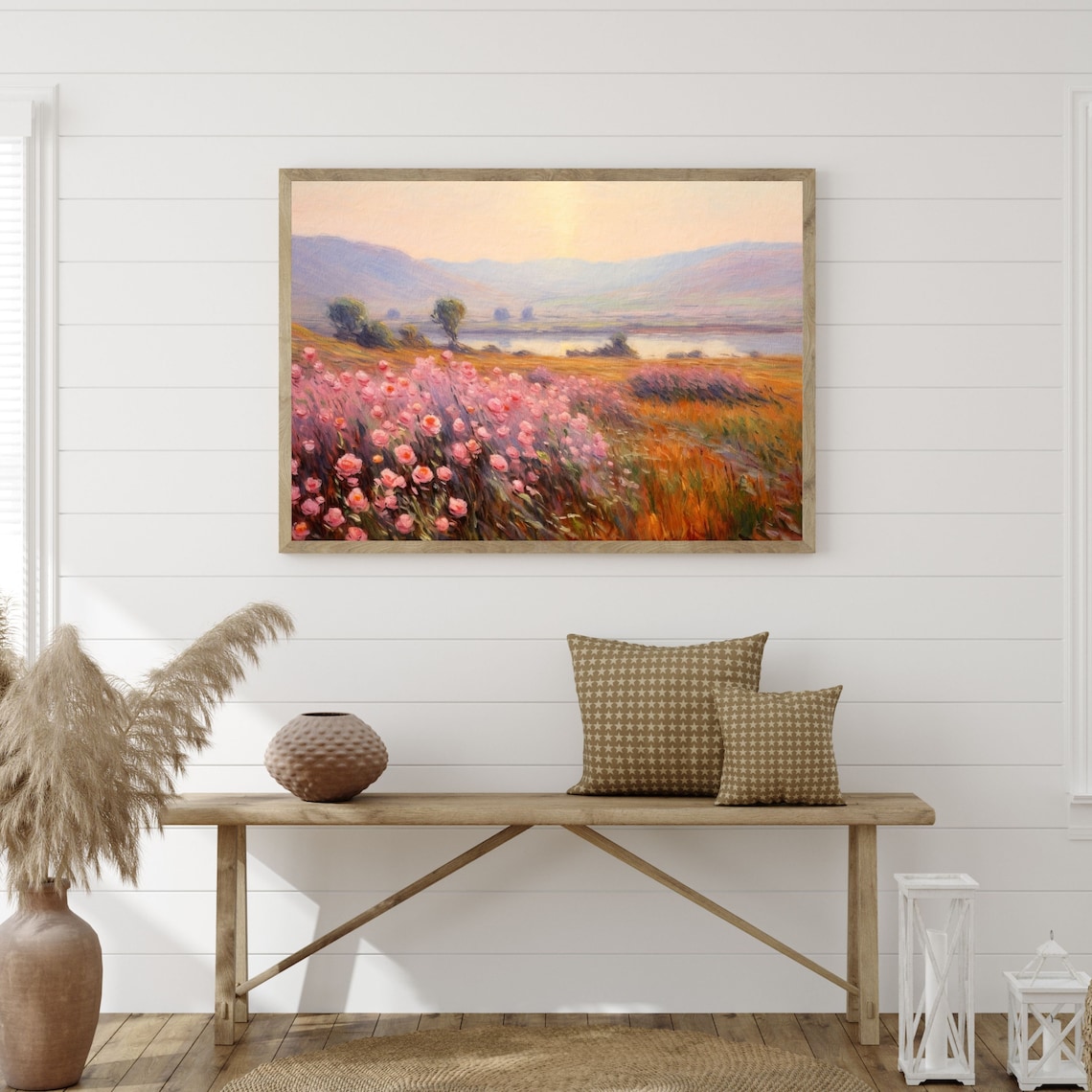 Country Wildflowers Retro Countryside Art Print - Image 3