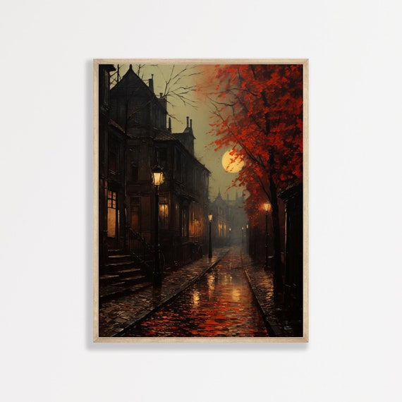 Moody Moonlight Painting Vintage Dark Academia Decor Cottage Core Gothic Home Wall Decor Antique Aesthetic Print P 419