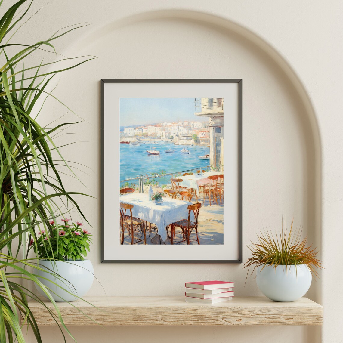 Coastal Cafe Retro Italy Art Print, European Decor - Image 2