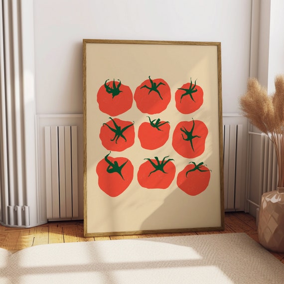Tomato Print Kitchen Wall Art Food Art Mediterranean Print Printable Wall Art Eclectic Kitchen Food Print Vintage Art Print Trendy
