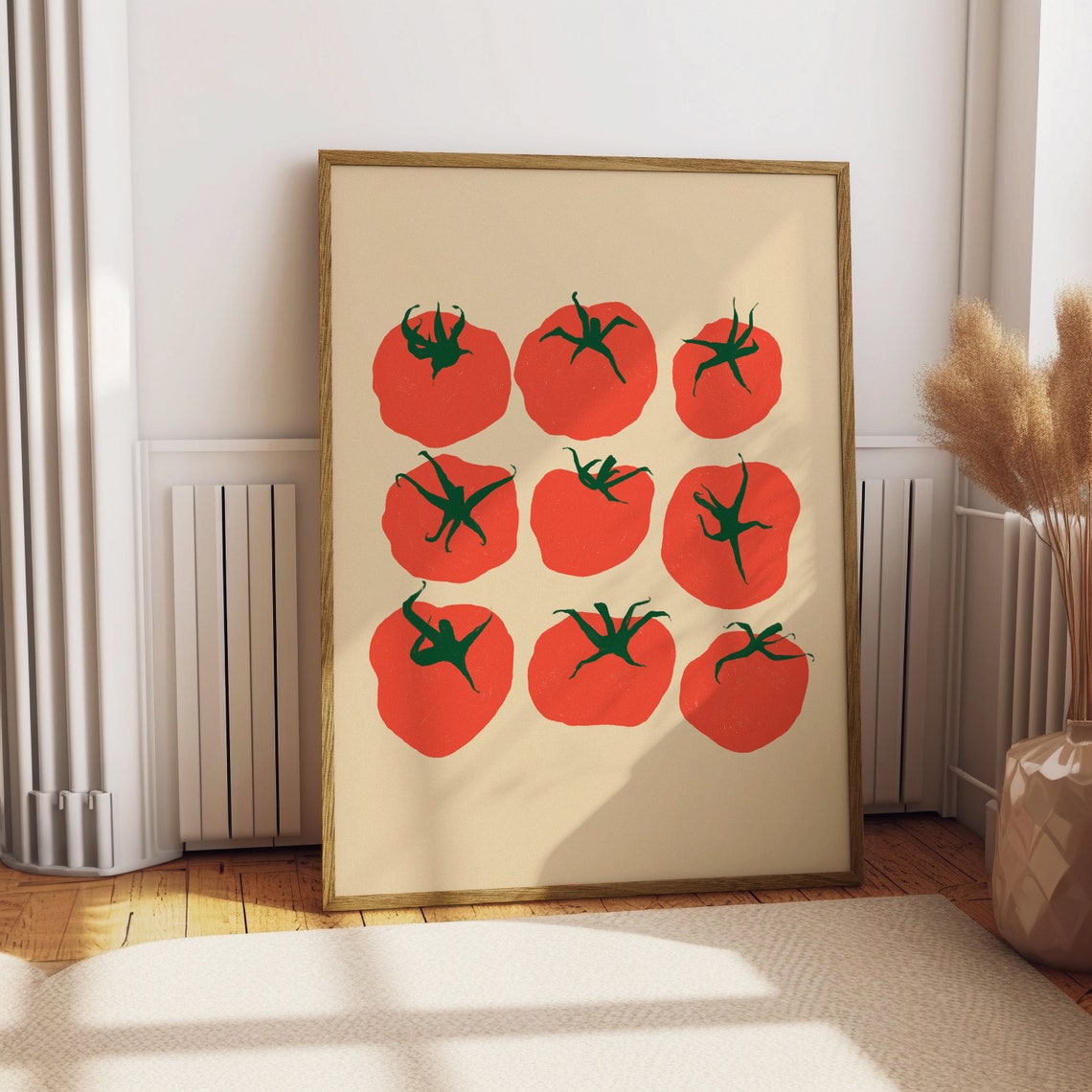 Red Tomatoes Grid Pop Art Style Kitchen Food Decor Wall Poster
