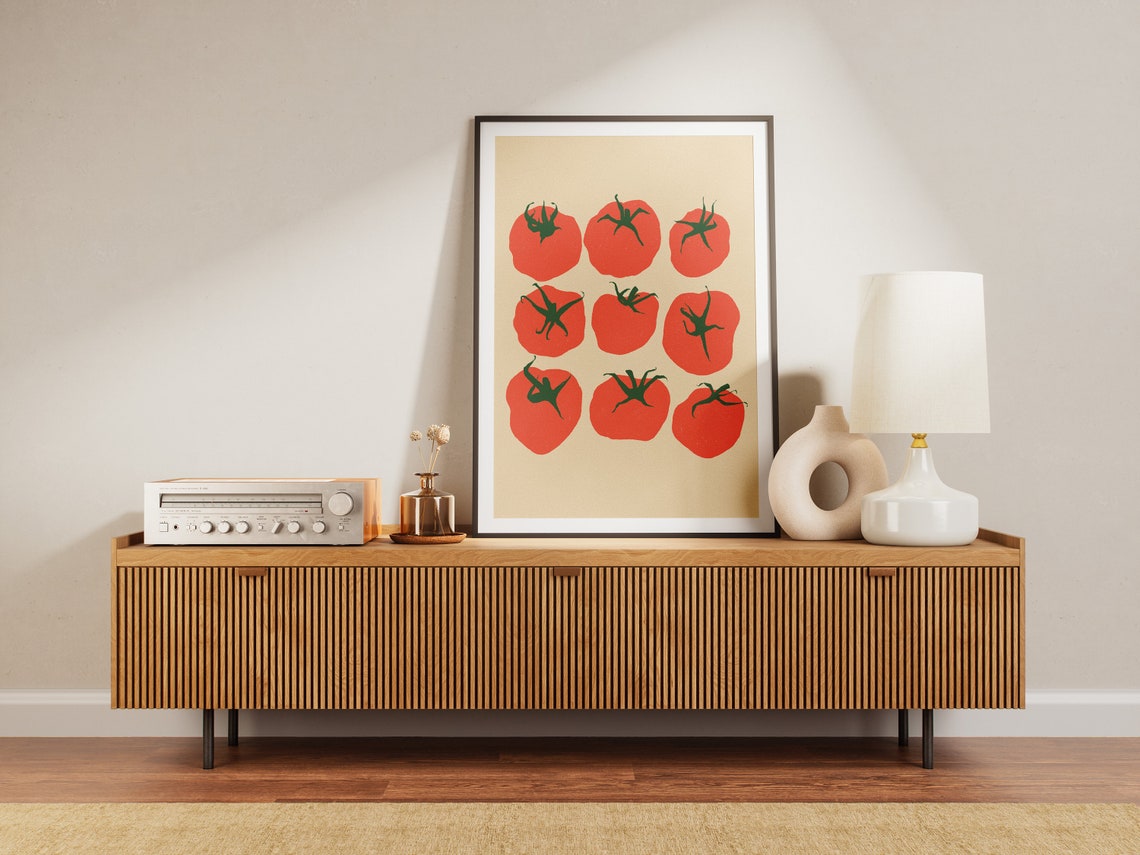 Red Tomatoes Grid Pop Art Style Kitchen Food Decor Wall Poster - Image 3