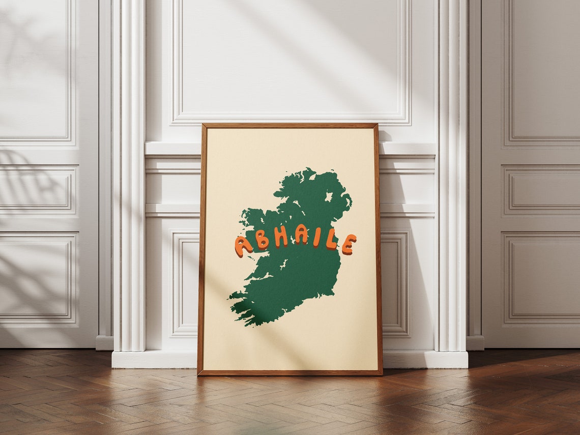 Abhaile Ireland Map Green Silhouette Gaelic Home Decor Poster - Image 3