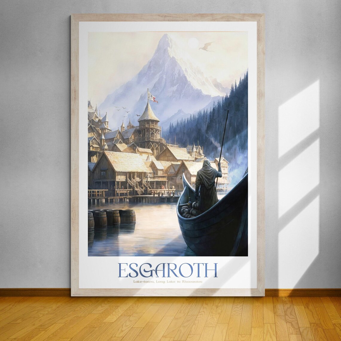 Esgaroth Lake Town Lord of the Rings Fantasy Mountain Poster
