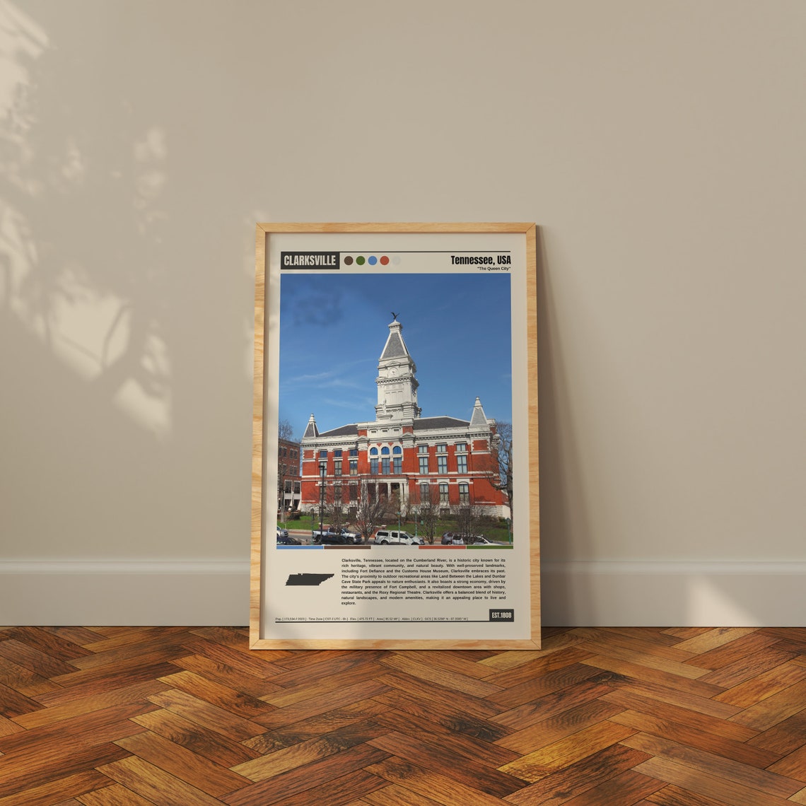 Clarksville Tennessee The Queen City Historic Courthouse Poster - Image 3