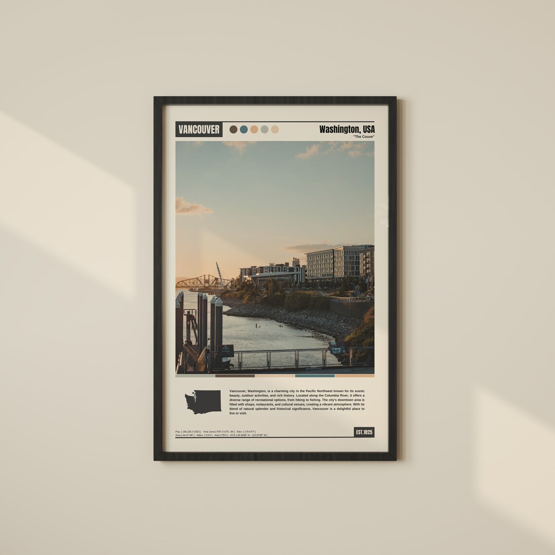 Vancouver Washington Waterfront The Couve Columbia River Travel Poster