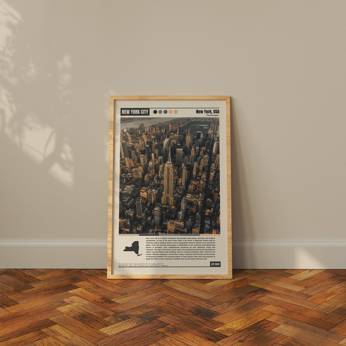 New York City Manhattan Aerial Skyline Big Apple Travel Poster - Image 3