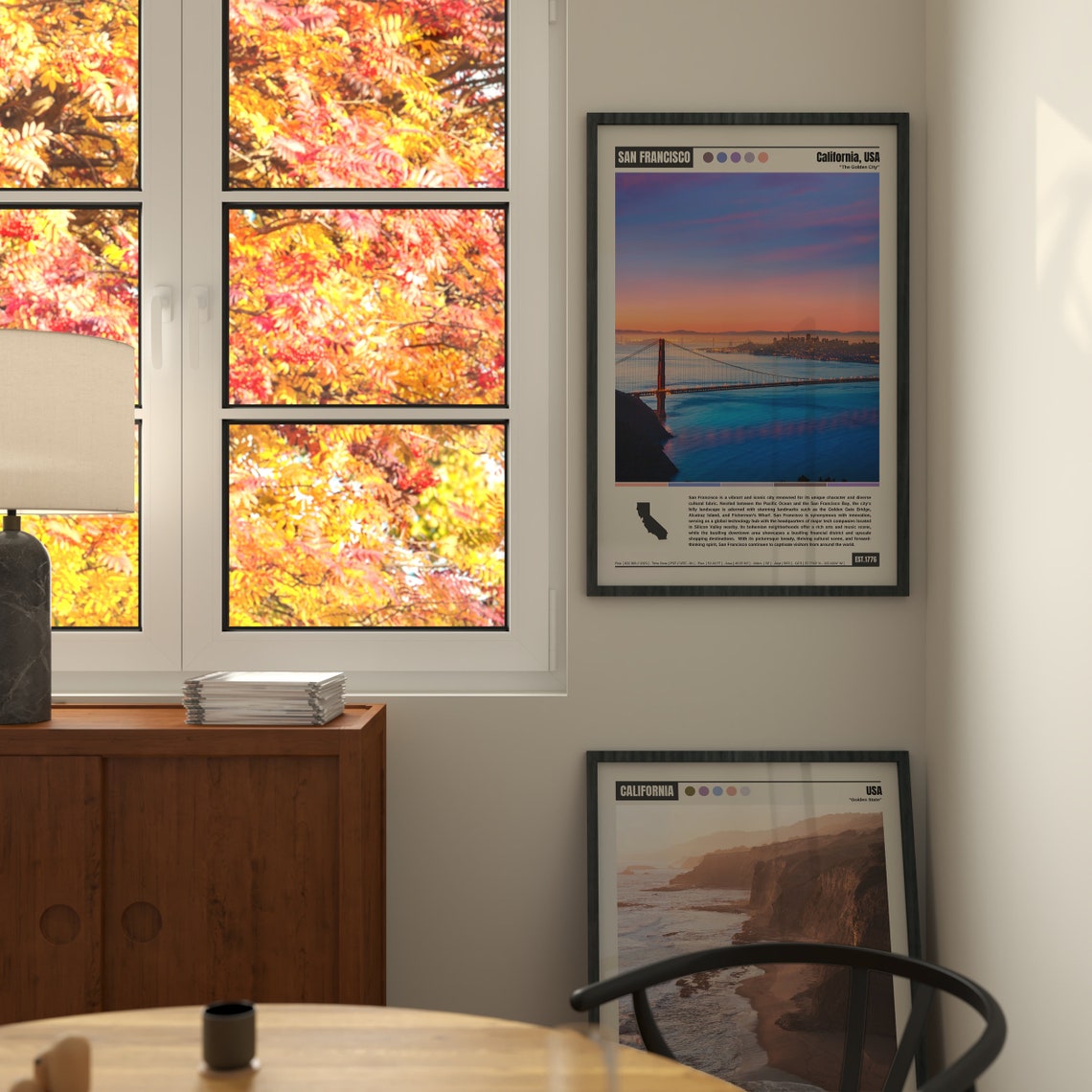 San Francisco California Golden Gate Bridge Sunset Bay View Poster - Image 6