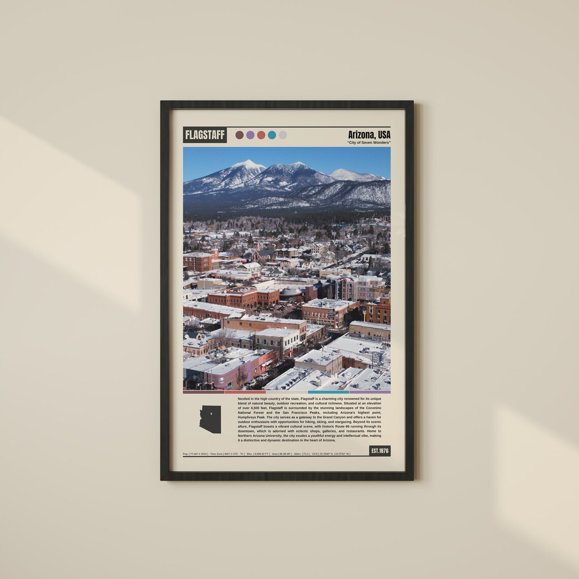 Flagstaff Arizona Snowy San Francisco Peaks Winter Town Poster