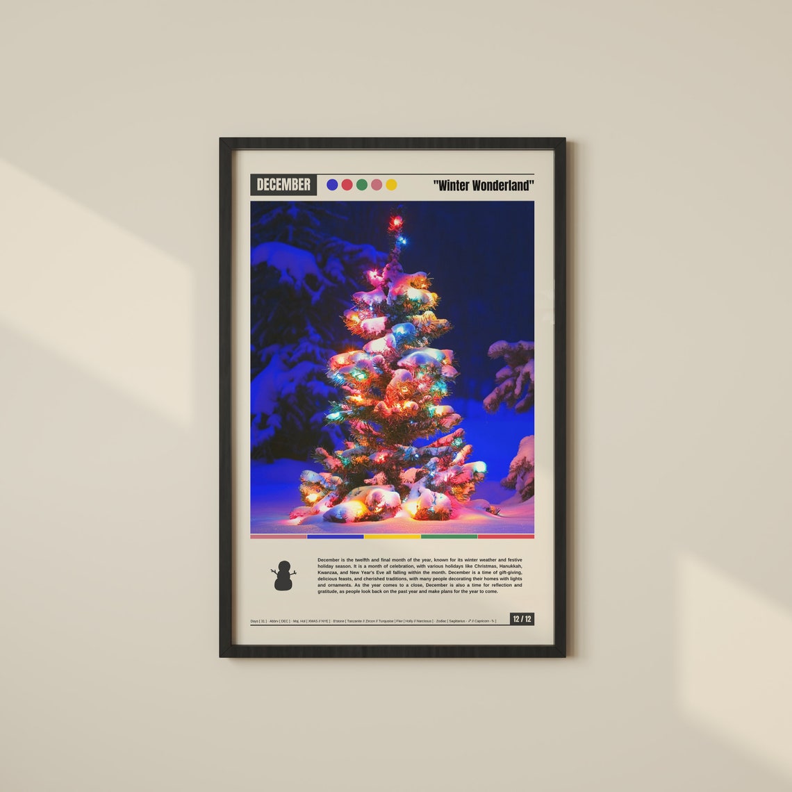 December Winter Wonderland Snowy Christmas Tree Night Lights Poster
