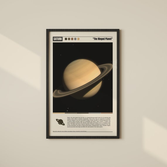 Saturn Poster, Outer Space Planet Wall Art Print