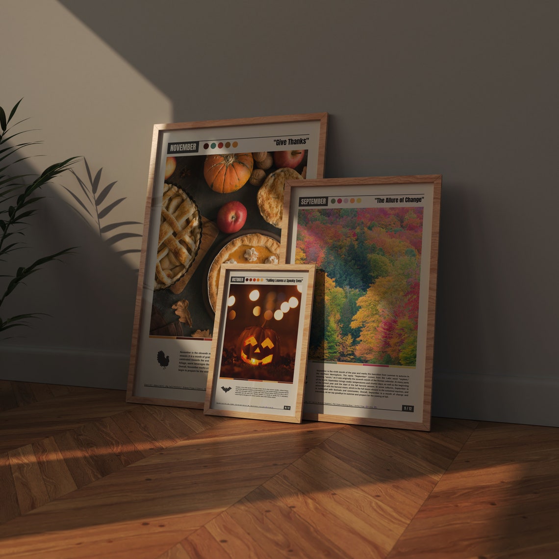October Falling Leaves Spooky Eves Glowing Jack O Lantern Night Poster - Image 4