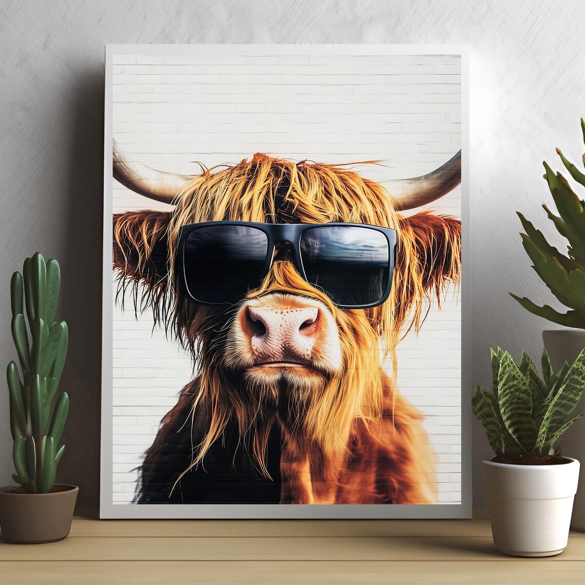 Highland Cow Print, Funny Rock N Roll Style