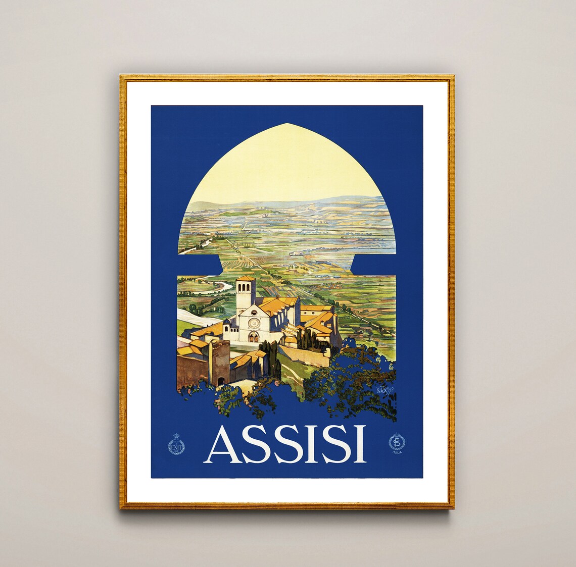Assisi Italy Vintage Travel Poster, Travel Poster