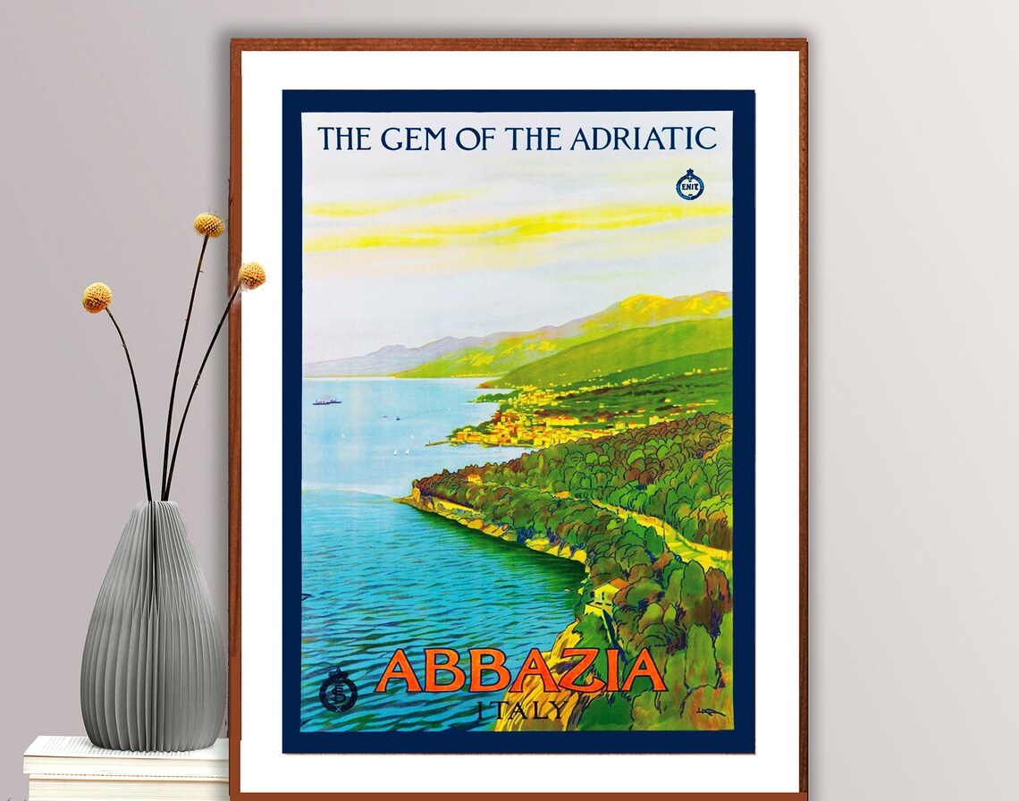 Abbazia Italy Gem of the Adriatic Coast Vintage Travel Poster