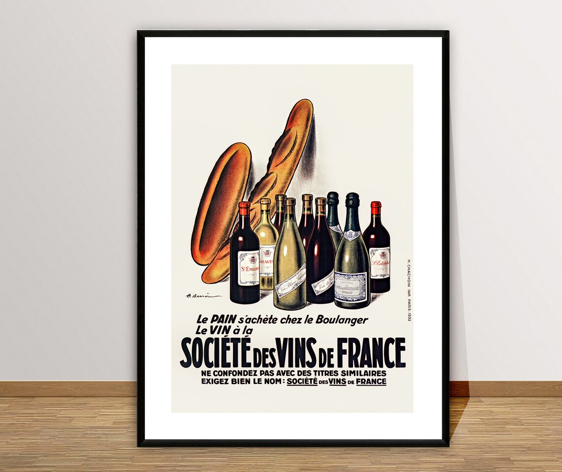 Societe Des Vins De France Vintage Travel Poster - Image 2